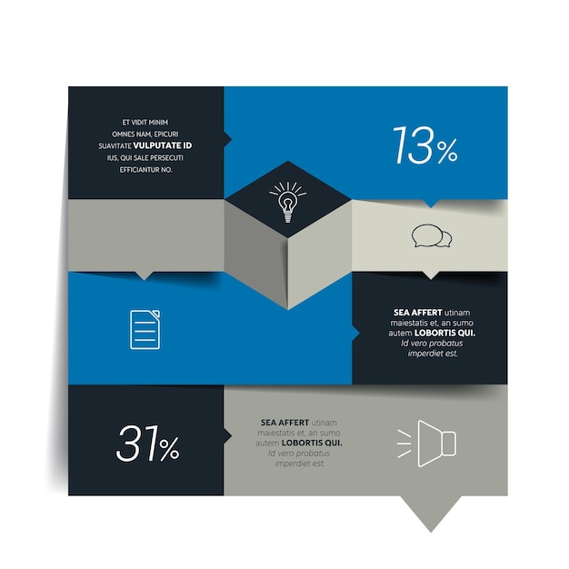 Square template infographic banner diagram flat vector tab