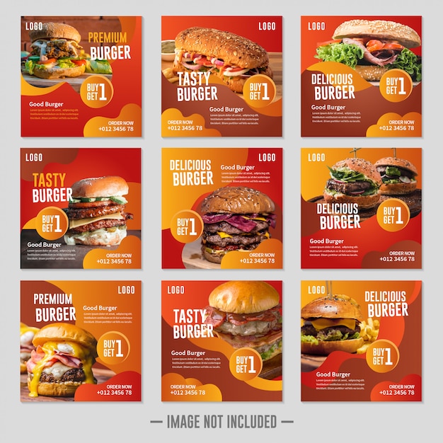 Modello quadrato o post di instagram con tema fast food