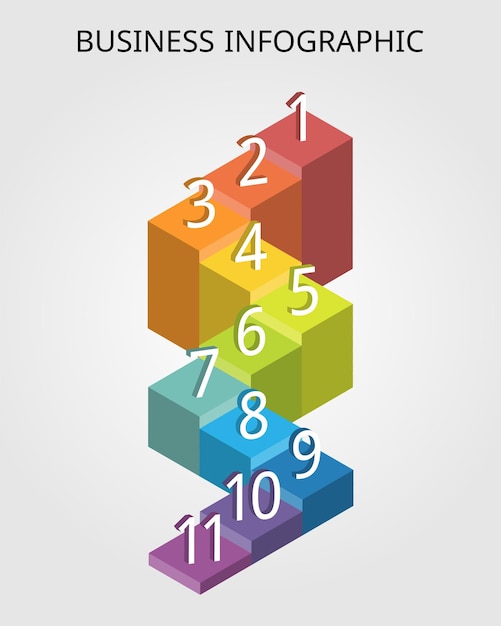 square timeline graph chart template for infographic for presentation for 11 element