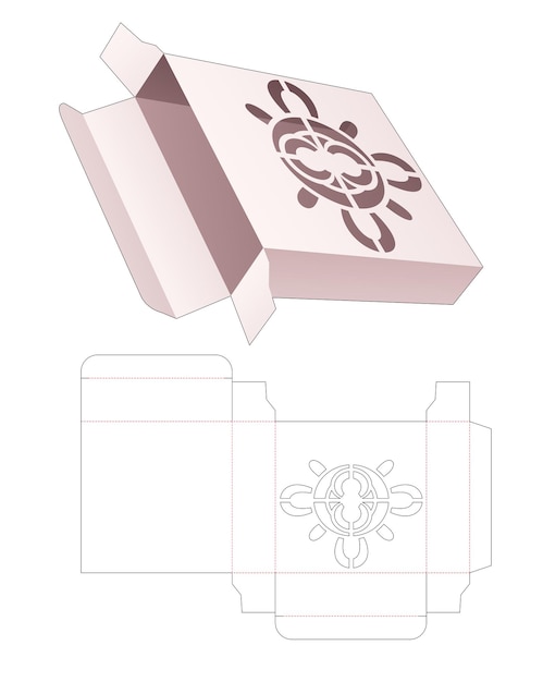 ステンシル曼荼羅ダイカットテンプレートと正方形のブリキの箱