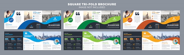 Vector square trifold brochure template