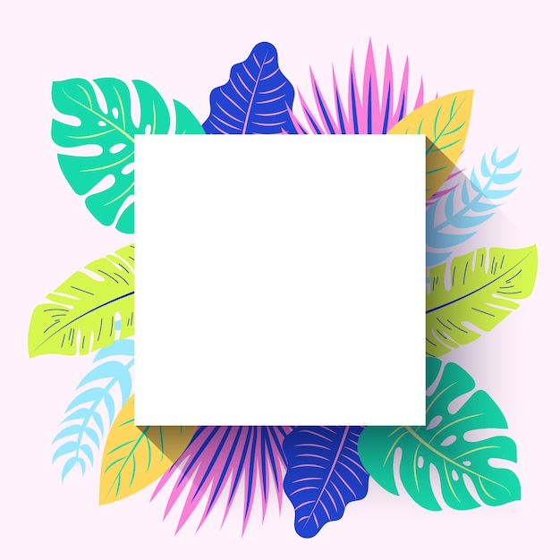 Vector square tropical summer frame