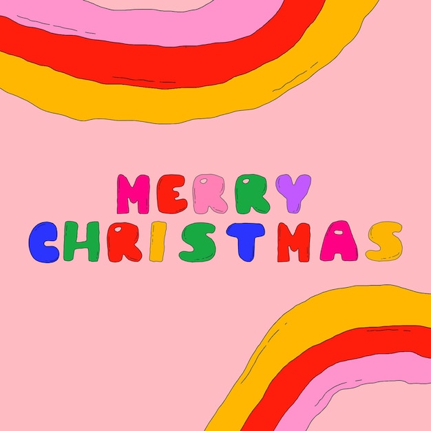 square vector christmas seamless pattern with 1970 psychedelic text ''merry christmas''