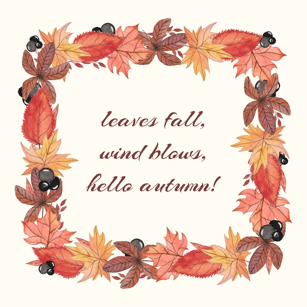 Vector square watercolor autumn frame