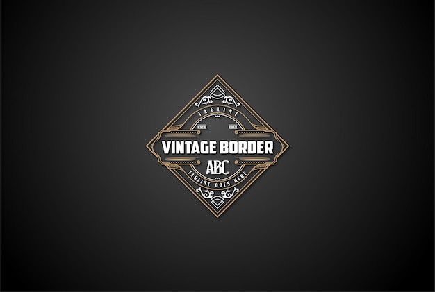 Square western vintage retro badge emblem label logo design vector