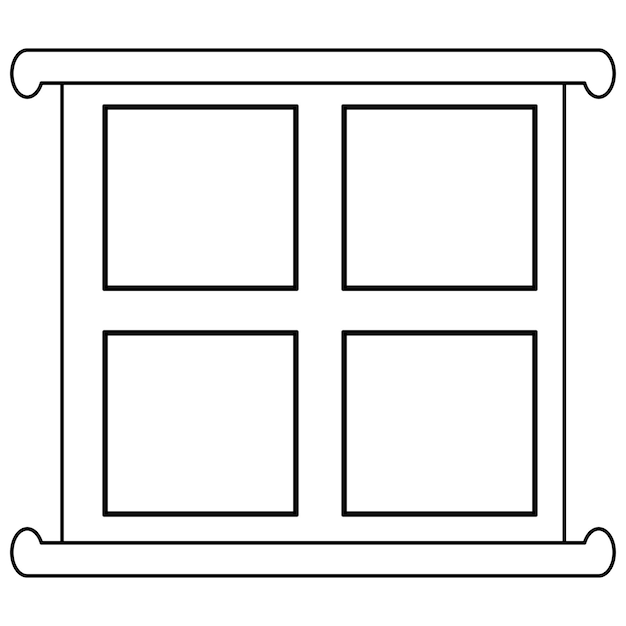 Square window outline for house isolated on white background Vector clipart