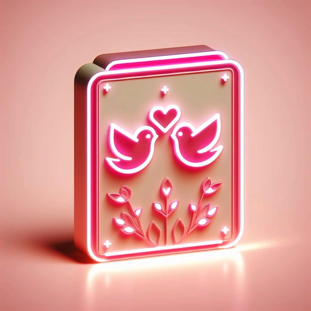 a square with birds in pink and pink lights
