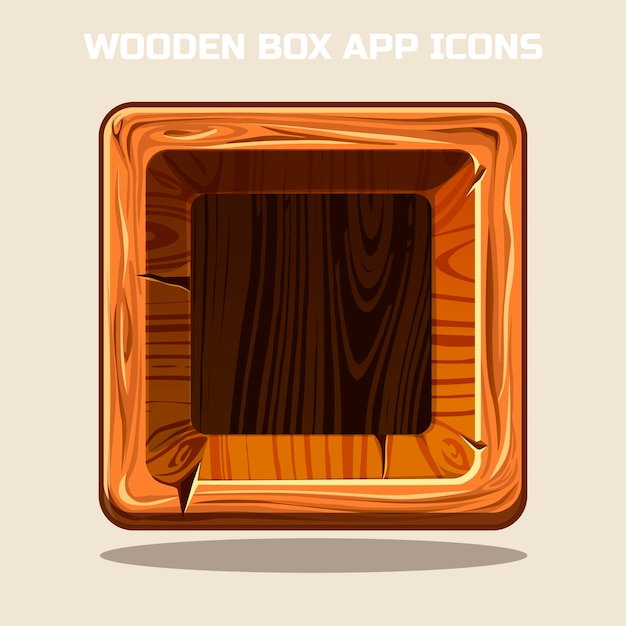 Vector square wooden box app icons