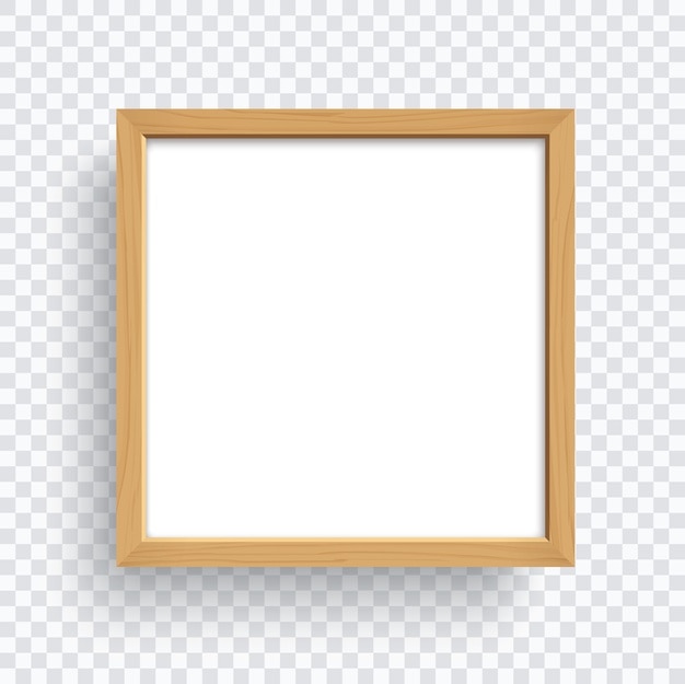 Vector square wooden frame isolated on transparent background.