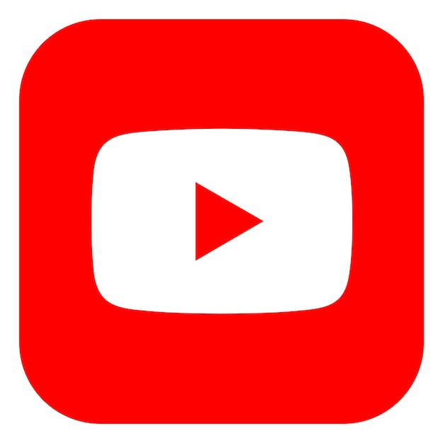 白い背景に分離された正方形の Youtube ロゴ