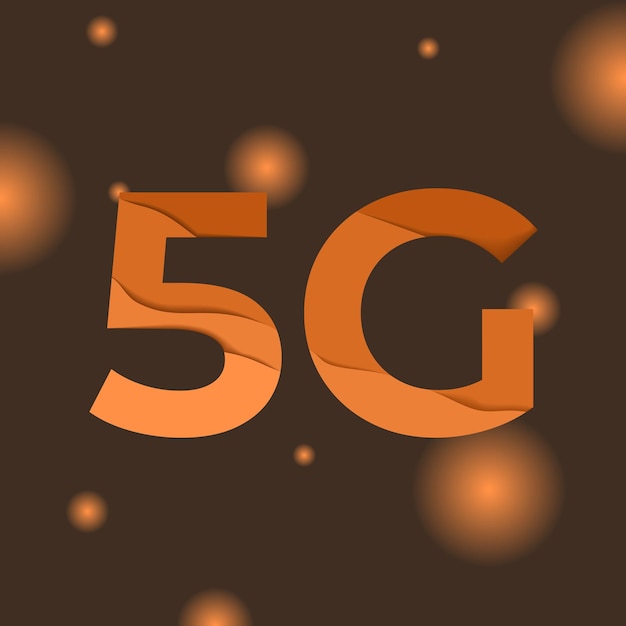 벡터 5g 기술 종이 컷 스타일에 대한 사각형 배너