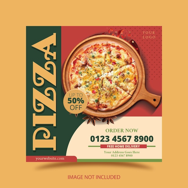 Squared flyer template Italian food with pizza