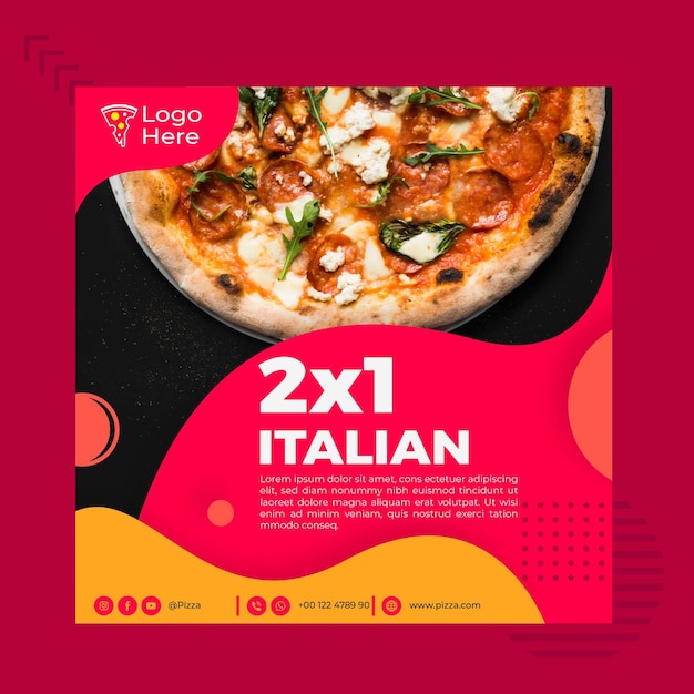 Squared flyer template for pizza restaurant