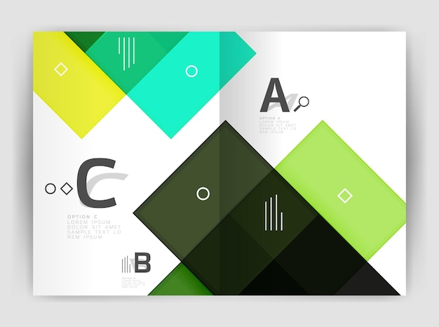 Шаблон брошюры с квадратами и прямоугольниками формата А4. Векторный дизайн для инфографических вариантов схемы рабочего процесса или веб-дизайна.