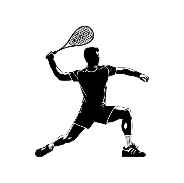 Vector squash players silhouette vector illustration