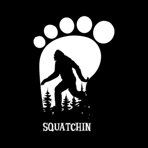 쪼그리고 앉는 턱 Bigfoot 벡터 Tshirt 디자인