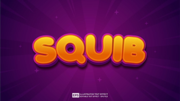 Вектор squib редактируемый 3d шрифт с текстовым эффектом