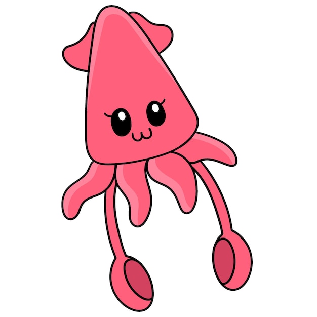 squid animal cartoon doodl