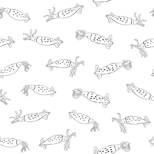 Squid animal vector seamless pattern