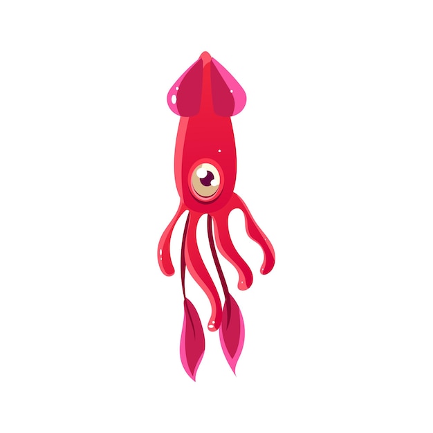 Squid. cute vector illustration collection of sea life