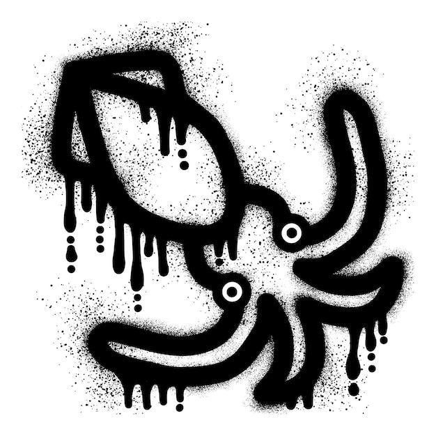 Squid graffiti with black spray paint