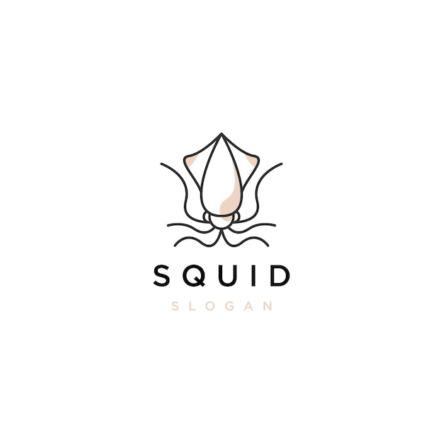 Squid line art logo icon design template