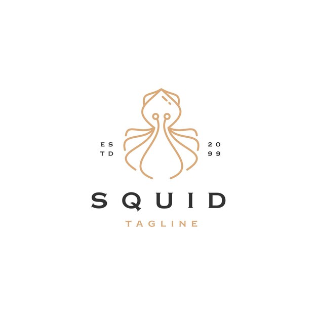 Squid line logo icon design template flat vector