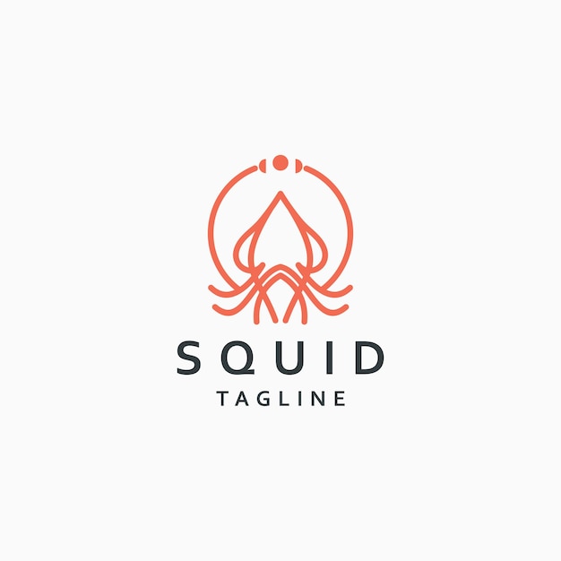 Vettore piatto del modello di progettazione dell'icona del logo del calamaro