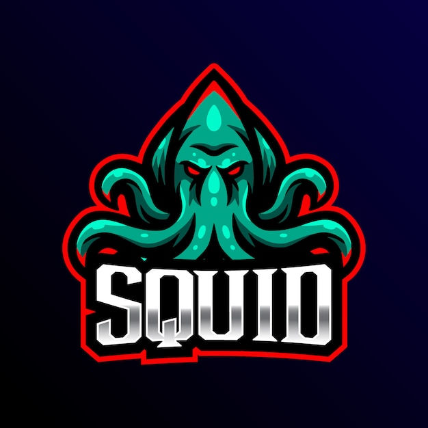 Squid mascotte logo esport gaming illustraition.