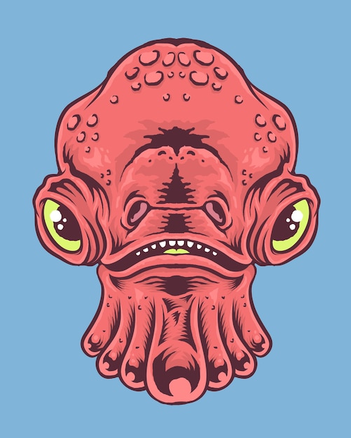 Squid monster face illustration