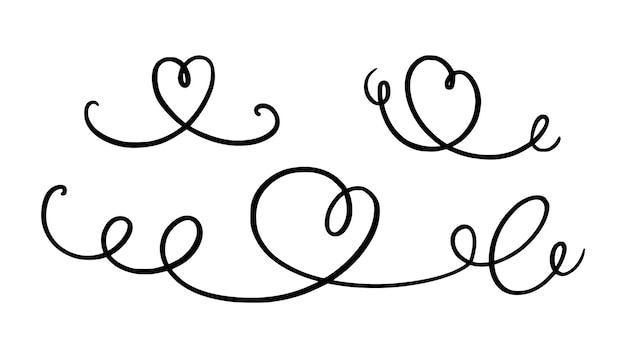 Squiggle en swirl lijn met een hart Hand getekende kalligrafische swirl Vector illustratie