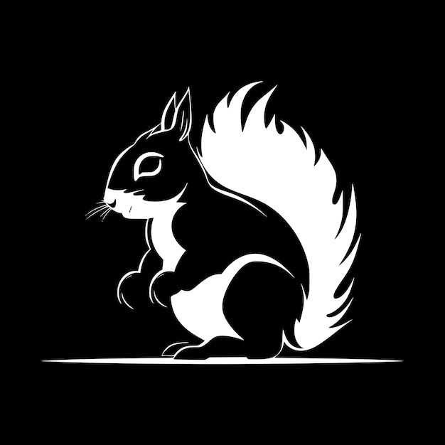 Vector squirrel black and white isolated icon vector illustration