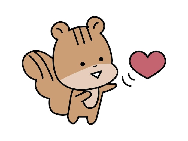 Vector a squirrel character flying a heart mark