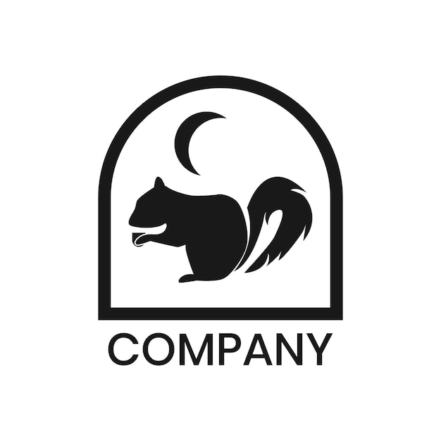 Vector squirrel and crescent moon vector logo