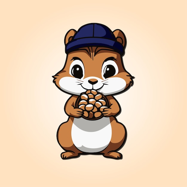 Vector squirrel eating nuts