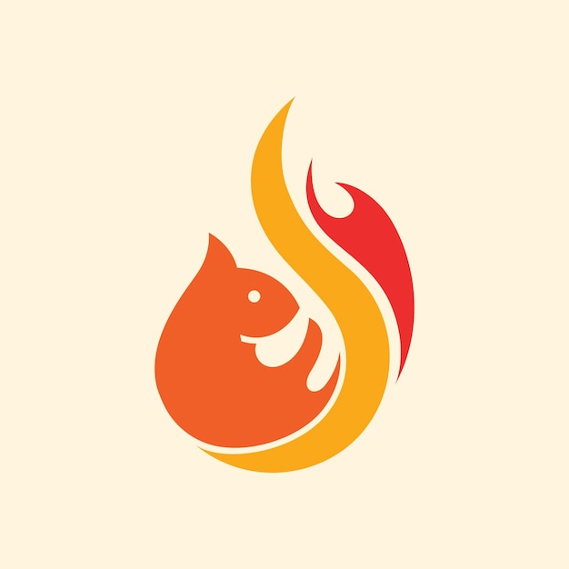Squirrel fire ball logo design