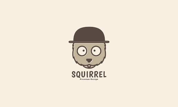 Squirrel head with hat logo symbol icon vector graphic design illustration