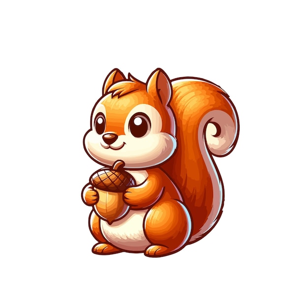 Vector squirrel holding nut ai generated image