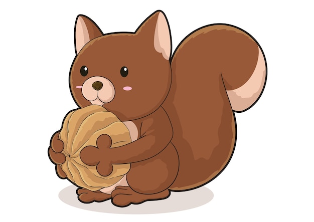 Vector squirrel holding a nut