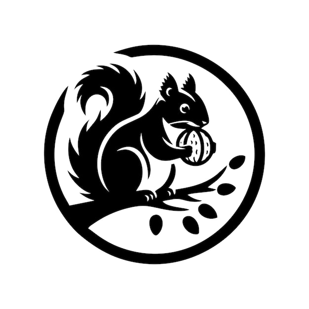 Squirrel logo vector Squirrel met eikel vector silhouet icoon op witte achtergrond