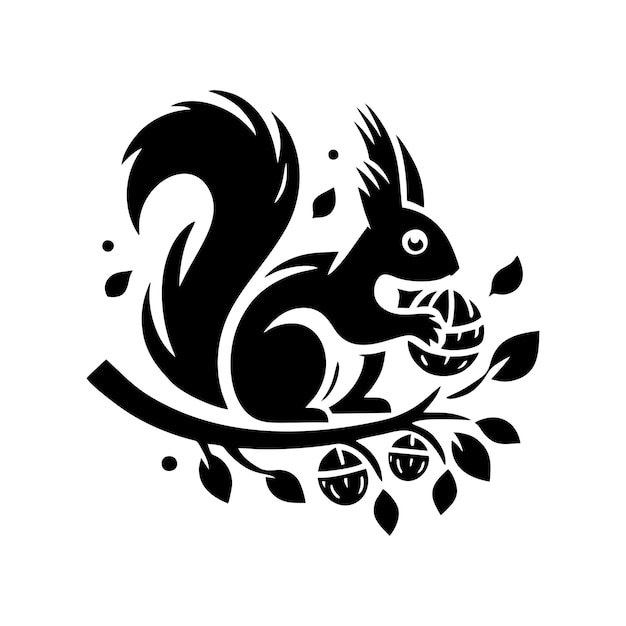 Vector squirrel logo vector squirrel with acorn vector silhouette icon on white background