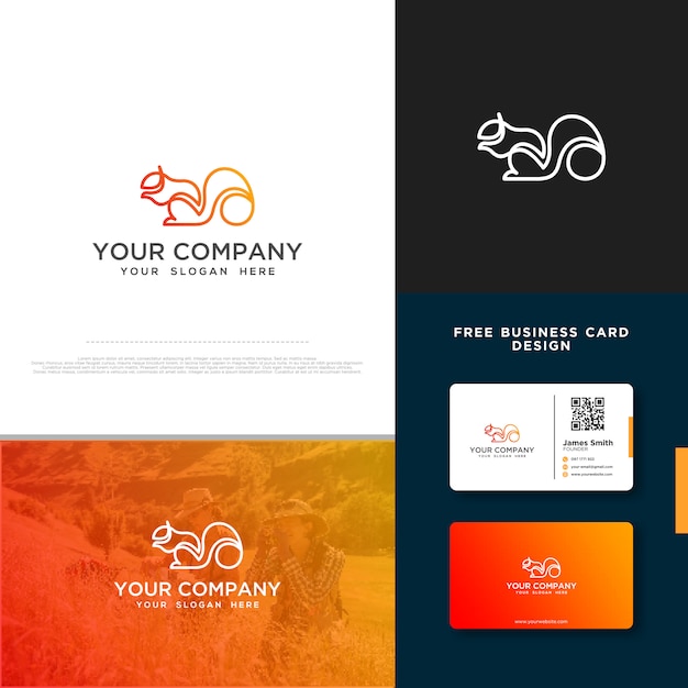 Squirrel logo with free business card design