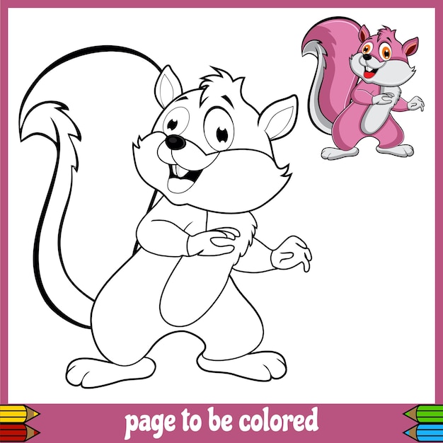 Squirrel purple cute cartoon coloring pictures 1