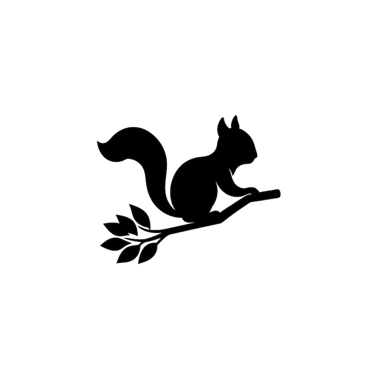 Vector squirrel silhouette on white board