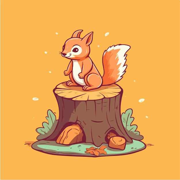 A squirrel sitting on a stump.