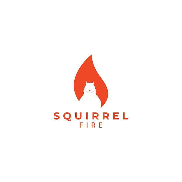 Squirrel squirrel tail fire logo design vector icon illustration