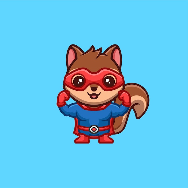 Squirrel Super Hero Cute Creative Kawaii Cartoon Mascot Logo