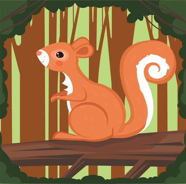 Vector squirrel on the tree