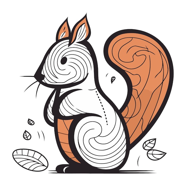 Vettore illustrazione vettoriale dello scoiattolo isolata su uno sfondo bianco