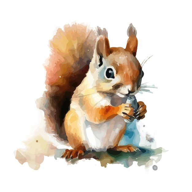 Squirrel watercolor hand paint vector illustration